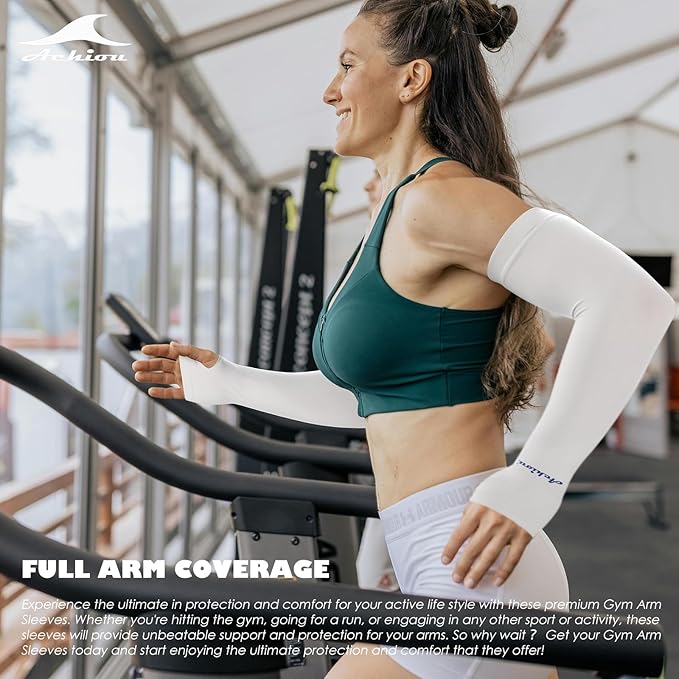 Achiou Arm Sun Sleeves Compression UV Protection Cooling for Men Women Summer Sunblock Basketball Football, Cover Arms Tattoo