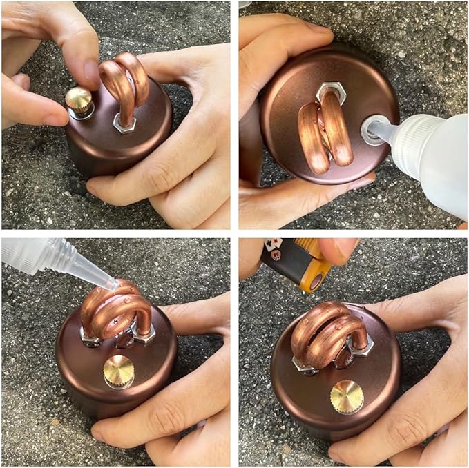 Mini Alcohol Stove – Jetfire, Heat - Resistant Rubber Grip & Leak - Proof Design | Compact, Windproof & Effortless to Operate – Ideal for Camping, Emergency Preparedness & Outdoor Adventures