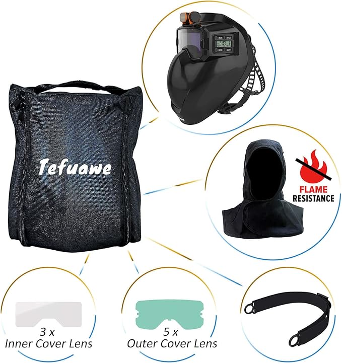 Auto Darkening Welding Goggles, True Color Technology, Digital LCD lens, Welding Hood with Neck Shoulder Drape, Detachable Welder Helmet for Tig Mig Stick Plasma Cut