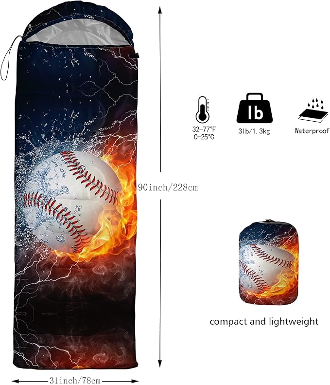 QOOMO Camping Sleeping Bags,3 Season Warm & Cool Weather,Lightweight,Waterproof Sleeping Bags for Adults & Kids,Traveling,and Outdoors,Camping Gear Equipment