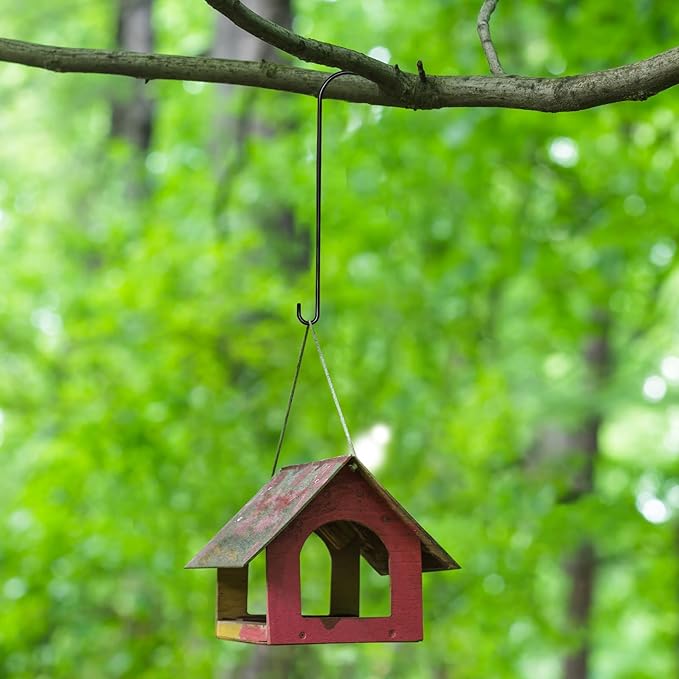 6 Pack 24 Inch Large S Hooks for Hanging Plants Black Metal Plant Hanger Long Tree Hooks Plant Hooks Outdoor Hanging Hooks for Tree Branch, Bird Feeder, Basket, Lantern Indoor Closet Garden