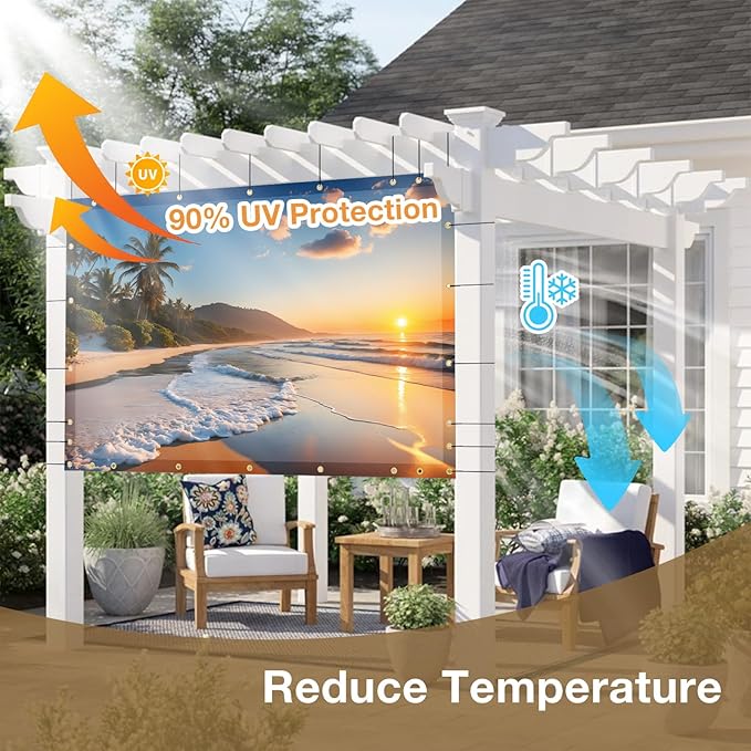 Artpuch Custom Design Backdrop Screen for Gazebo, Full-Color Printed Shade Cloth with UV Protection, PVC Sun Shade Cover for Pergola, Patio, Outdoor, Backyard, Garden, Balcony