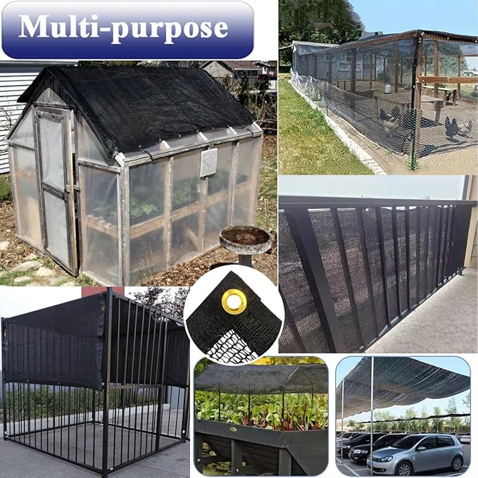 6.5X20Ft Shade Cloth for Garden, 90% Black Sun Shade Mesh for Plants Heat Protection, Outdoor Sunblock Mesh Tarp for Greenhouse, Plant Cover, Balcony, Gazebo, Deck, Porch, Carport