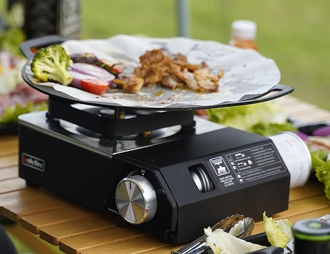 ONLYFIRE Portable Butane Stove with Carry Case, Mini Camping Stove Instant Ignition, Windproof Camp Stove for Camping, Hiking, RV Trip, Backpacking and Emergency, Black GS336