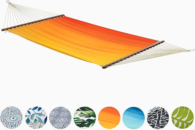 Fab Habitat Ombre Recycled Polyester Hammock - Big Sur - Sunset - Indoor/Outdoor, Quick Dry, 2 Person 460 lbs Capacity - Patio, Poolside, Backyard, Garden, Beach, Balcony - 12-14 ft Adjustable