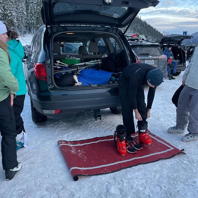 3x6 Maroon Recycled Outdoor Mat – Extra Thick 5mm Waterproof Rug – Reversible – Luxury Patio Mat for Camping, Deck, Bath, RV, Anti-Fatigue Standing, Beach (Maroon, 3' x 6')