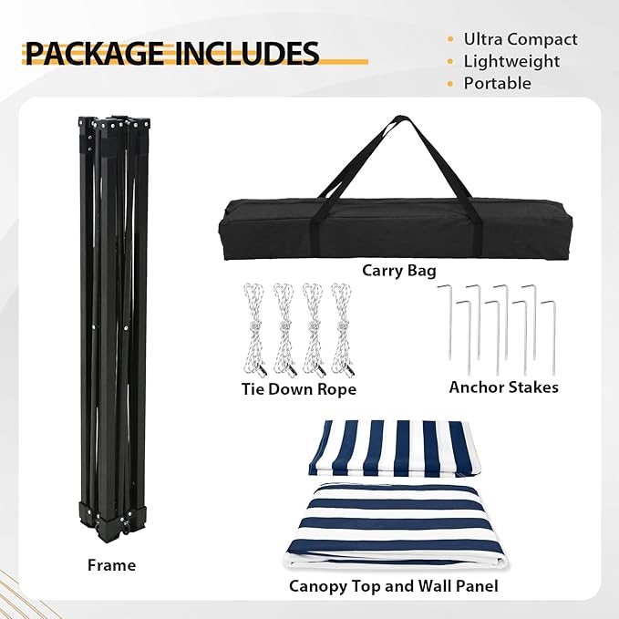 EAGLE PEAK Flex Compact 4x4 Pop-up Canopy Changing Room, Portable Privacy Dressing Room for Indoor Fashion Photoshoots, Camping, or Pool, White/Blue