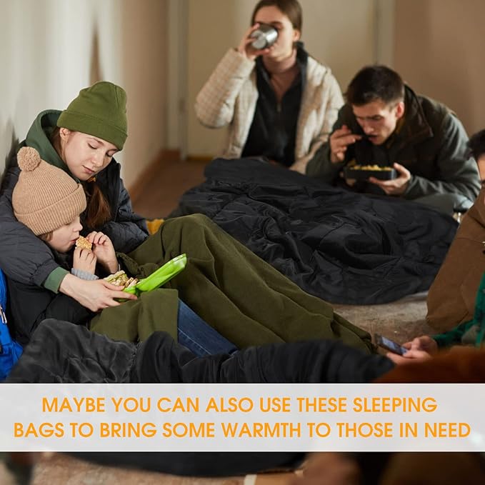 10 Pcs 0 Degree Camping Sleeping Bags Bulk for Adults Cold Weather Sleeping Bags 4 Season Warm Waterproof Lightweight with Compression Sack for Backpacking Hiking Travel Homeless