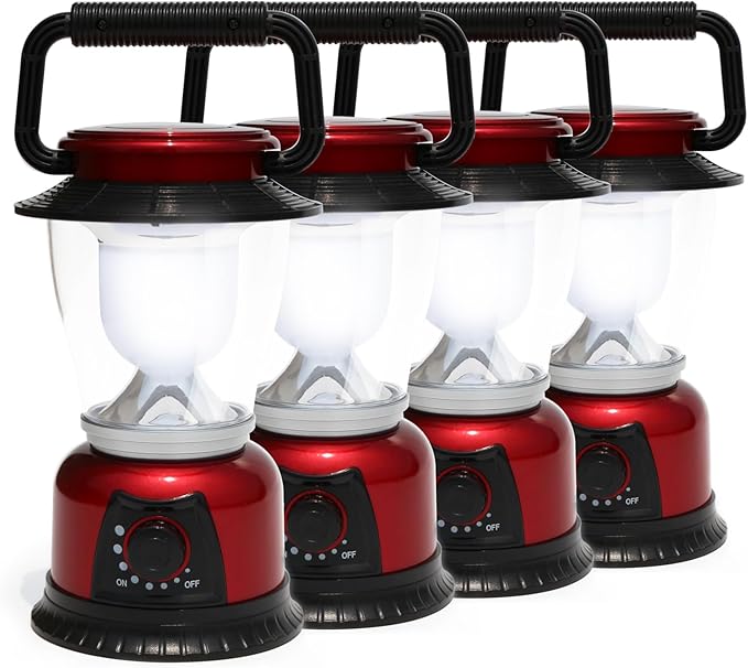 Camping Lantern Battery Powered Decorative Variable Power Retro Light, Adjustable Brightness Dimmable Camping Lamp for Hiking, Fishing, Repairing and Emergency Lighting 4 Pack (4)