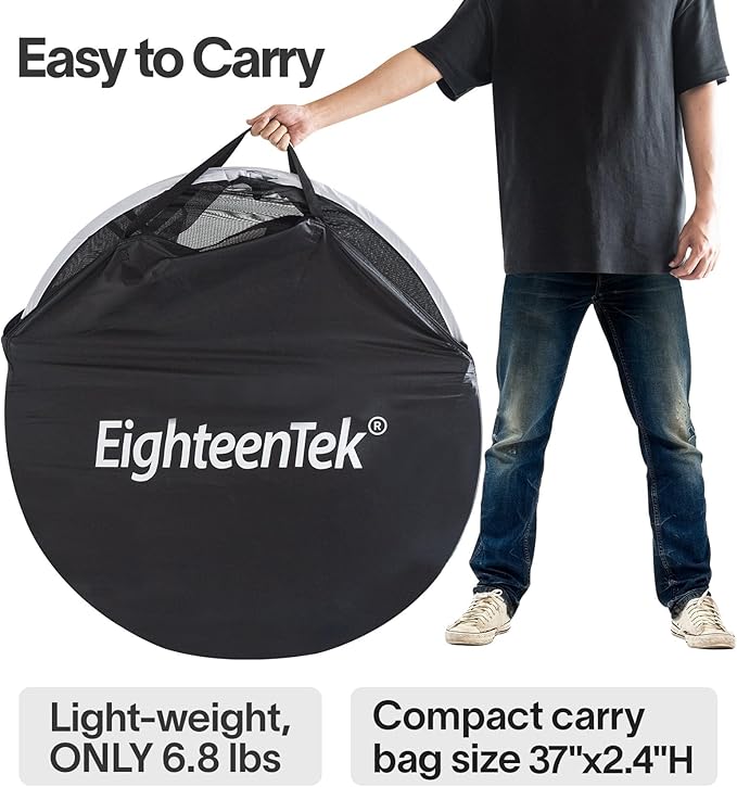 EighteenTek Shower Tent Camping, 2-Room Portable Changing Room, Outdoor Shower Enclosure, Pop Up Privacy Tent Shelter with Floor & Doors, Waterproof & Lightweight, Camping Toilet Bathroom