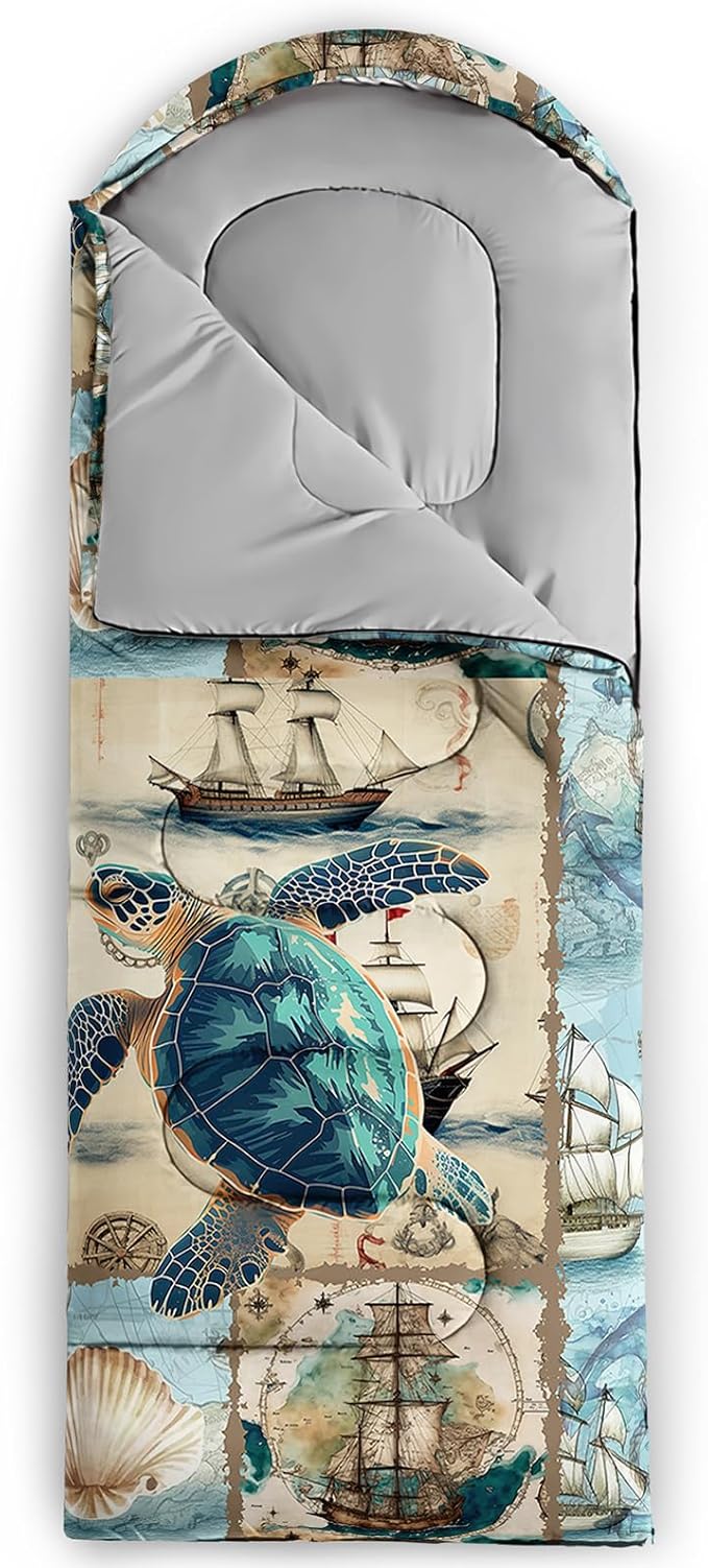 Sleeping Bags for Adults and Kids,3D Printing Camping Sleeping Bag for Girls Boys Lightweight Waterproof Cold/Warm 3-Season,Outdoor Travel with Compression Bags