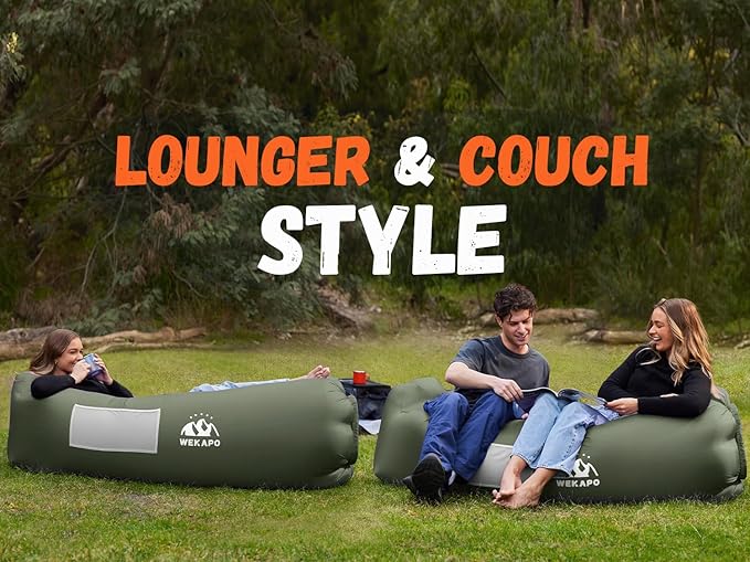 WEKAPO Inflatable Sun Lounger, Air Sofa, Hammock, Portable, Waterproof and Leak-Proof, Ideal for Backyard, Beach, Travel, Camping, Picnics and Music Festivals
