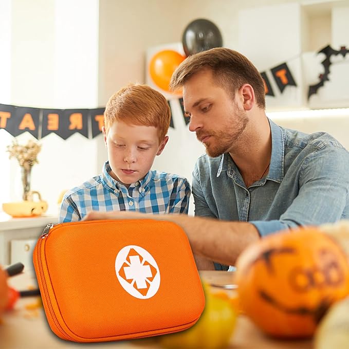 276PCS Mini Car First Aid Kit Travel Size for Business Trips, Compact First Aid Emergencies Kit Supplies for Rv Hiking Rode Trips Home Essentials, Orange AMORNING