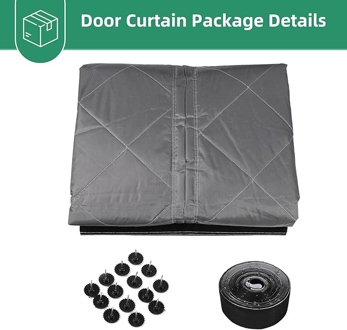 Insulated Door Curtain, 36"x82", Gray - Magnetic Thermal Cover for Winter, Blocks Cold Drafts, Multi-Layer Oxford Fabric, Magnetic Fastening