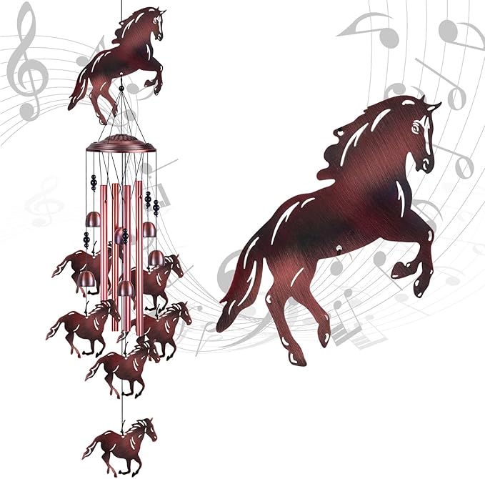 Horse Wind Chimes for Garden, Home, Balcony, Yard, Outdoor Decoration, Horses Chimes, Memorial Wind Bells, Horses Wind Catcher, Blessing Wind Chimes Xmas Gifts for Mom, Grandma, Family, Women, Friends