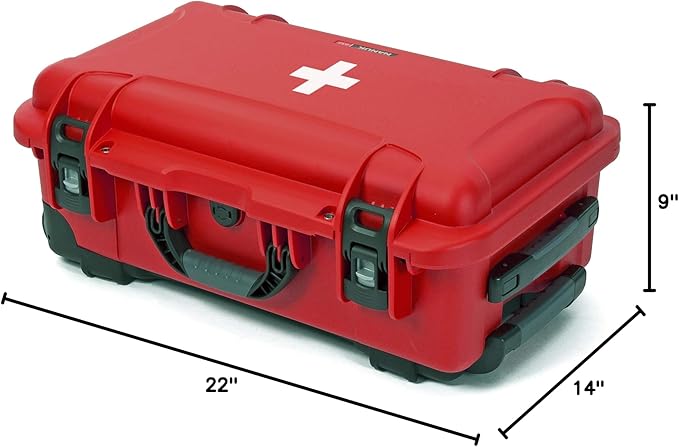 NANUK 935 Wheeled Waterproof First Aid Box Empty – Durable, Medical First Aid Organizer Case, IP67-Rated, Dustproof, Impact-Resistant, and Floats (22” x 14” x 9”) – Red