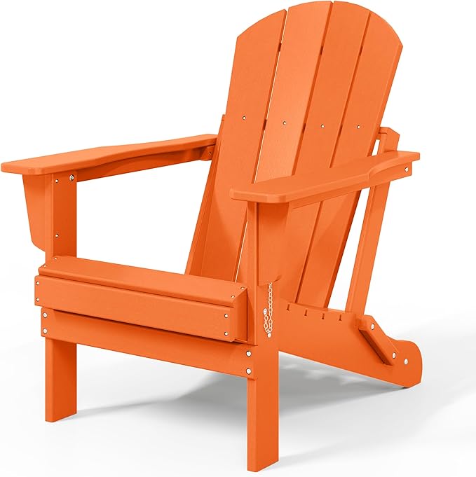 WestinTrends Malibu HDPE Outdoor Patio Folding Poly Adirondack Chair, Orange