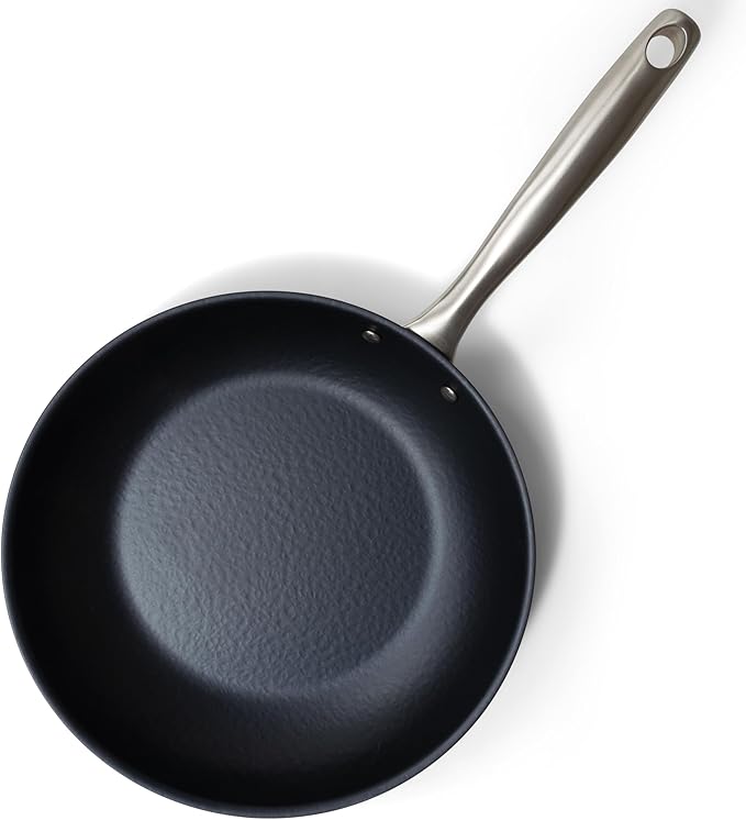 Alva Black Angus 11" Carbon Steel Frying Pan, Chef-Grade Hammered Blue Steel Skillet, Naturally Nonstick When Seasoned, PFAS & PFOA Free, Induction, Oven & BBQ Compatible, Lightweight Premium Cookware