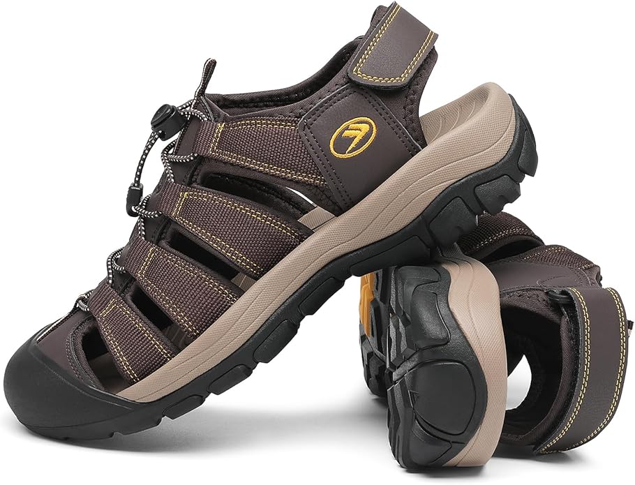 FLARUT Men's Athletic Sandals - Closed Toe Sport Hiking & Outdoor Walking Water Sandals with Anti-Slip Cushioning and Breathable Mesh