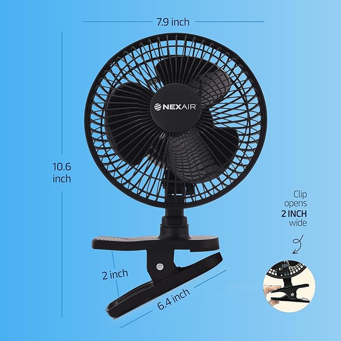 6-Inch Portable Desk or Clip-on Fan with Two Quiet Speeds - Small Personal Cooling Fan for Desk, Home, Bedroom and Office, 180° Adjustable Tilt up- down 360° Rotation, Strong wide Clamp Grip