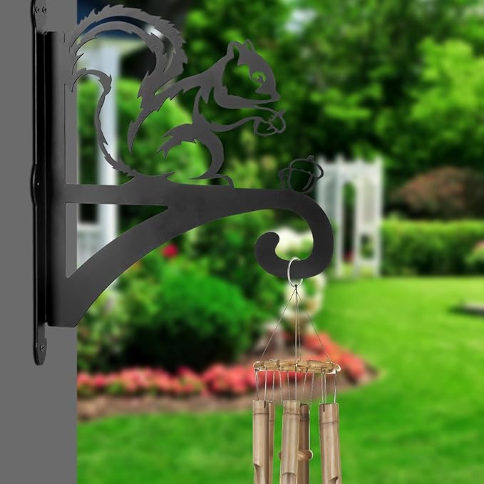 ATKKE Hanging Plant Bracket Hangers Indoor Iron Wall Mount,11??Squirrel Silhouette Ornamental Iron Hangers Hookers for Flower Pot Lantern Bird Feeder Wind Chimes