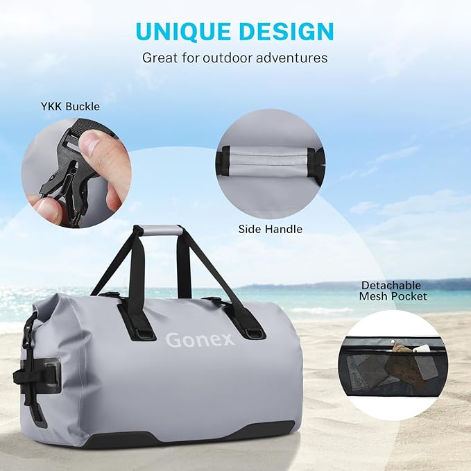 Gonex 40L 60L 80L Extra Large Waterproof Duffle Travel Dry Duffel Bag Heavy Duty Bag with Durable Straps & Handles for Kayaking Paddleboarding Boating Rafting Fishing
