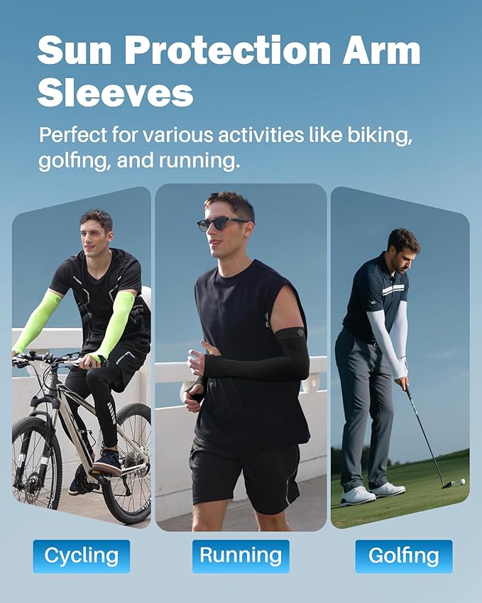 Arm Sleeves for Men Women UV Sun Protection Compression Arm Warmer Tattoo Cover Up, Sports Golf Cooling Sleeves