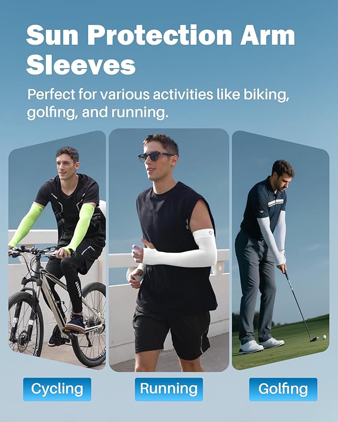 Arm Sleeves for Men Women UV Sun Protection Compression Arm Warmer Tattoo Cover Up, Sports Golf Cooling Sleeves