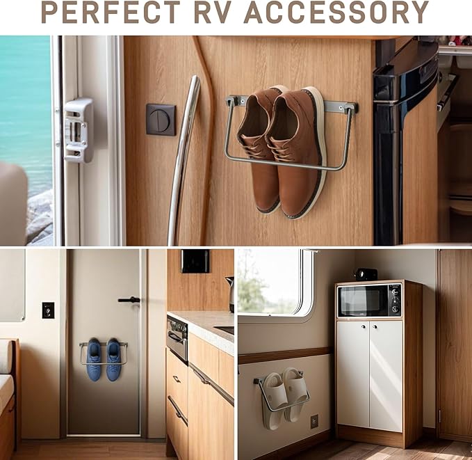 Foldable RV Shoe Rack, Wall Mounted Shoe Storage for Camping RV Travel, 2 Pack