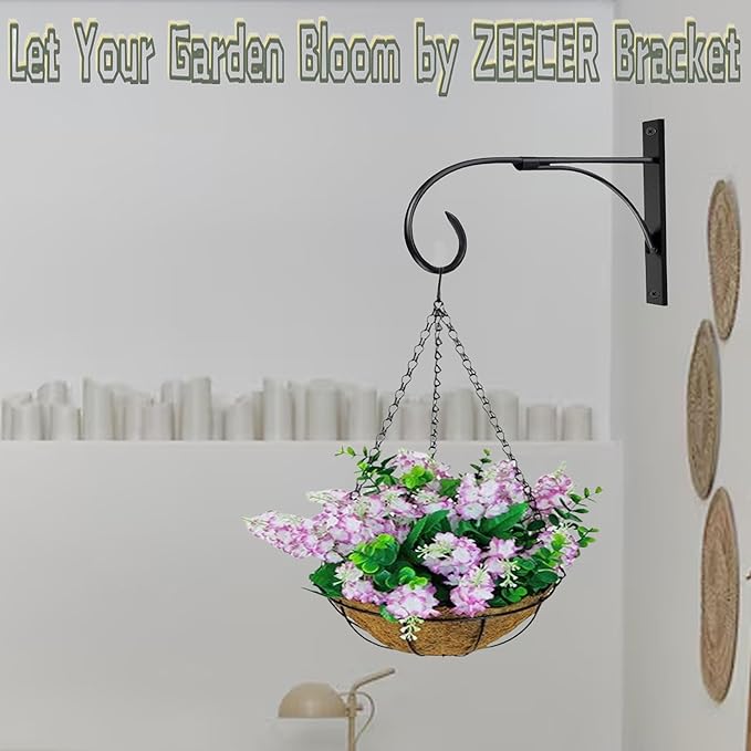 Outdoor Hanging Bracket, 10.5-inch Plant Hangers Outdoor Indoor Set of 2, Rust-Proof Metal Hanging Plant Bracket, Wall Mount Plant Hooks for Hanging Baskets Plant Lantern Bird Feeder