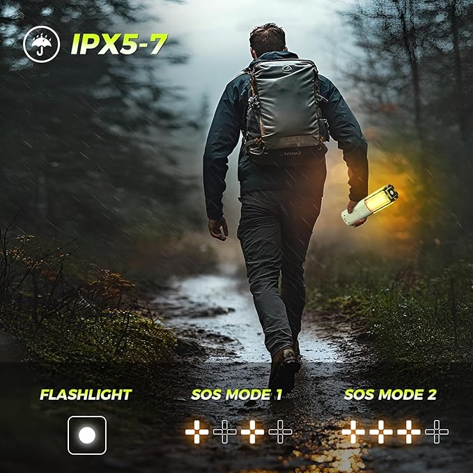 Telescopic Camping Lights Rechargeable 14000 mAh Led Multifunction Magnetic Lanterns Job Site Lighting Cordless Dimmable Camping Tent Lamp Portable Power Supply 6000LM IPX5 Waterproof (White)