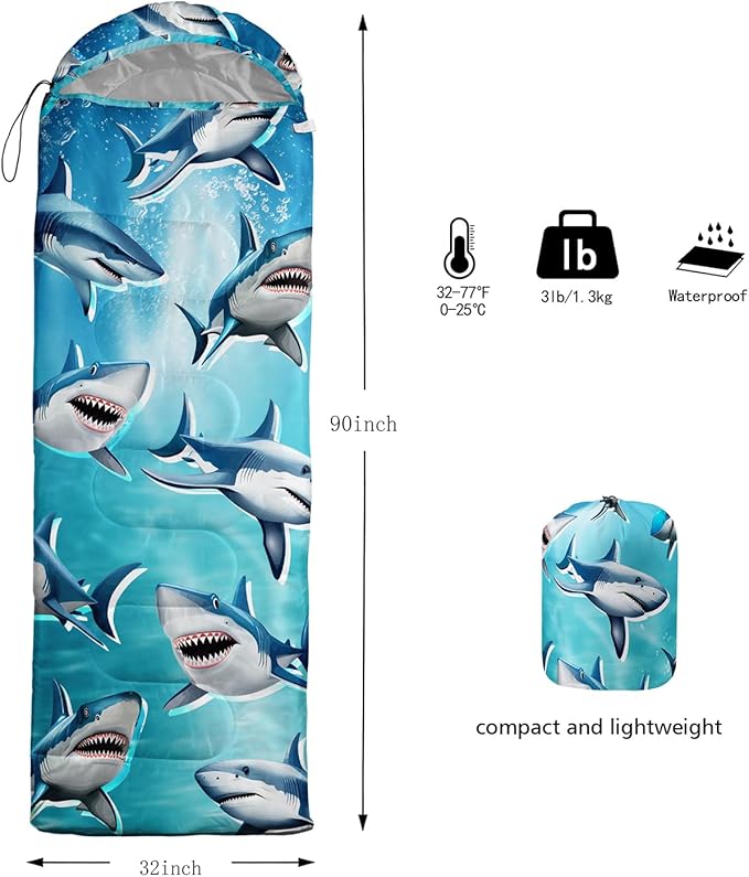 HOSIMA Dear Hunting Pattern Cold Weather Sleeping Bags for Adults,Black Light Weight Sleeping Bags for Kids Adults,WaterProof Sleeping Bags for Outdoors Hiking.