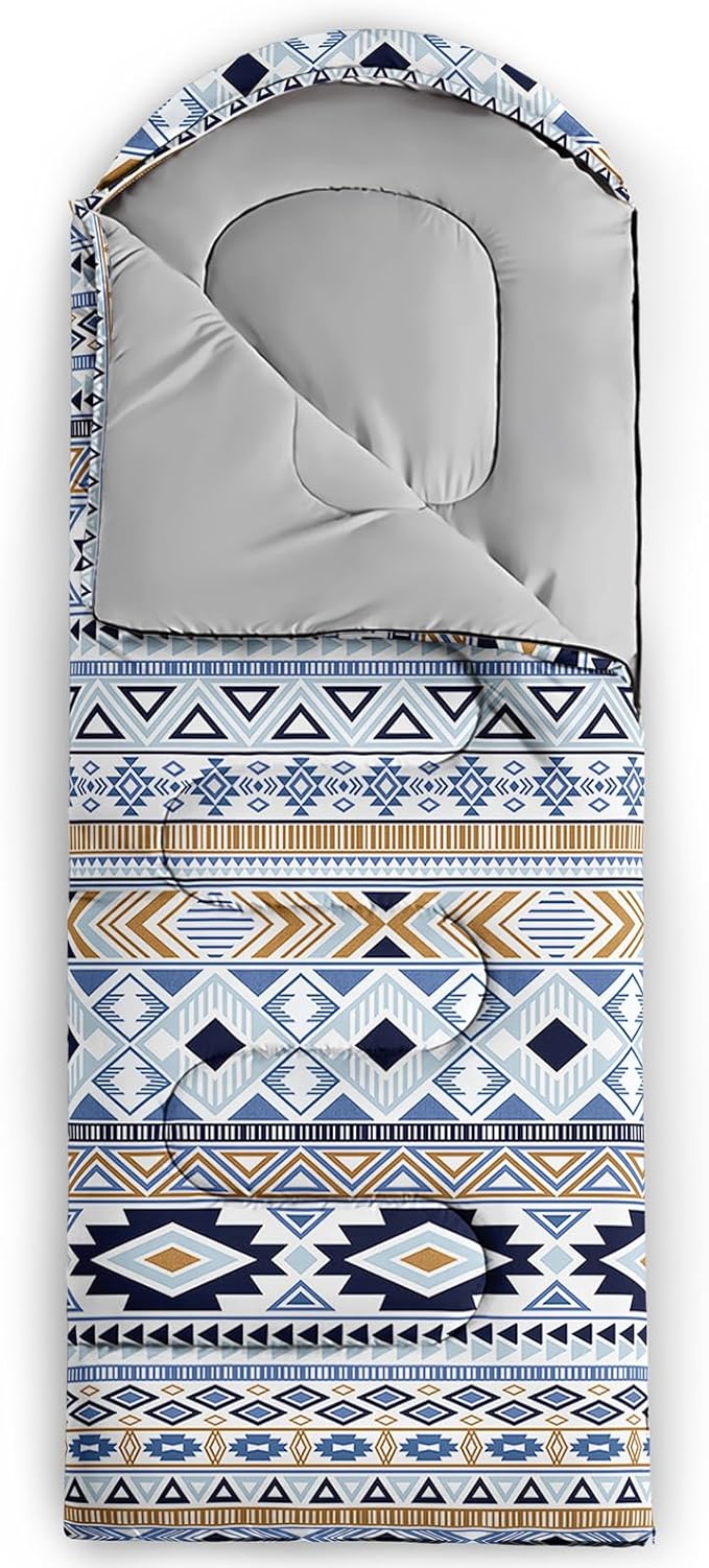 Sleeping Bags for Adults and Kids,3D Printing Camping Sleeping Bag for Girls Boys Lightweight Waterproof Cold/Warm 3-Season,Outdoor Travel with Compression Bags