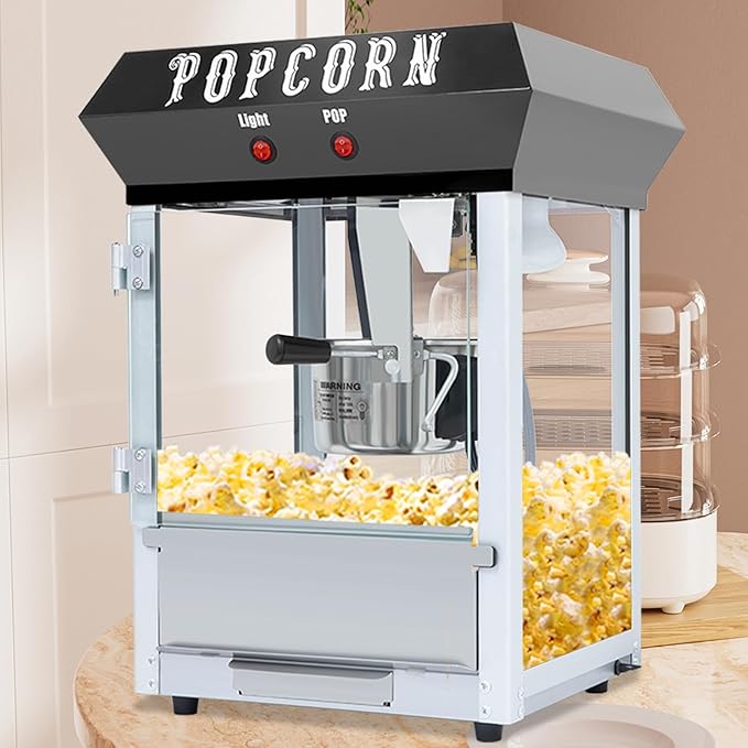 6 Ounce Popcorn Machine, Bar Style Popcorn Machine Popcorn Maker 600W Electric Popper for Home Theater Parties, and Events