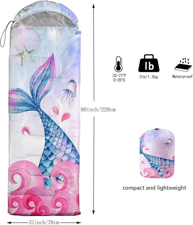 QOOMO Camping Sleeping Bags,3 Season Warm & Cool Weather,Lightweight,Waterproof Sleeping Bags for Adults & Kids,Traveling,and Outdoors,Camping Gear Equipment