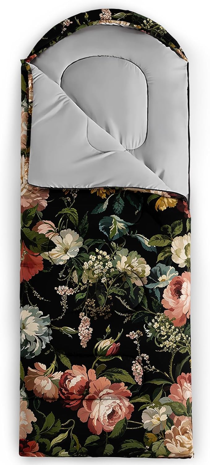 Sleeping Bags for Adults and Kids,3D Printing Camping Sleeping Bag for Girls Boys Lightweight Waterproof Cold/Warm 3-Season,Outdoor Travel with Compression Bags