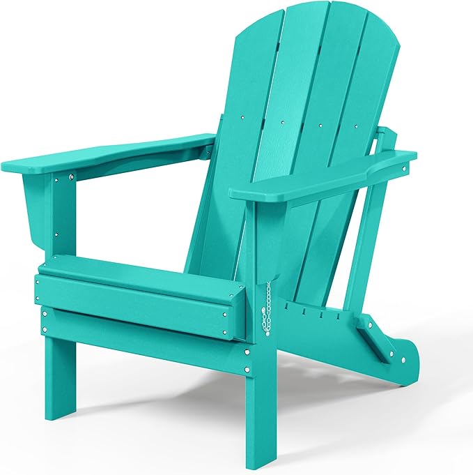 WestinTrends Malibu HDPE Outdoor Patio Folding Poly Adirondack Chair, Turquoise