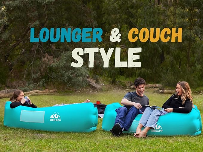 WEKAPO Inflatable Sun Lounger, Air Sofa, Hammock, Portable, Waterproof and Leak-Proof, Ideal for Backyard, Beach, Travel, Camping, Picnics and Music Festivals