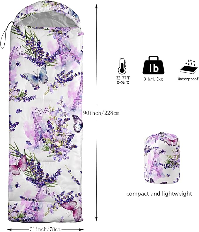 QOOMO Camping Sleeping Bags,3 Season Warm & Cool Weather,Lightweight,Waterproof Sleeping Bags for Adults & Kids,Traveling,and Outdoors,Camping Gear Equipment