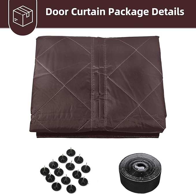 Insulated Door Curtain Fit Door 36"x82" - Magnetic Thermal Cover for Winter - Winter Door Insulation to Keep Warm Air in & Cold Air Out