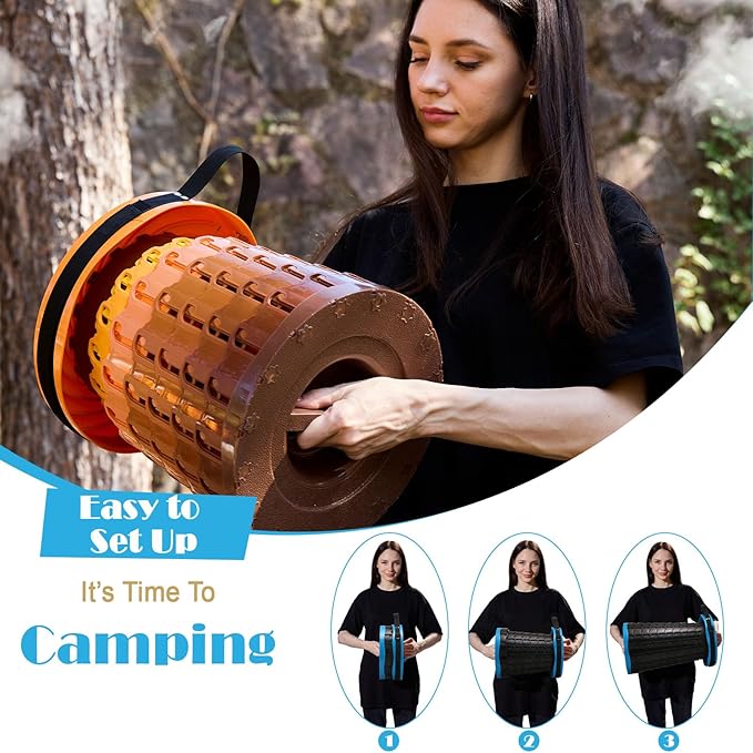 19.7” Heavy Duty Collapsible Stool with Cushion - Portable, Foldable Camping Stool for Adults, Max Capacity 1000lbs (Blue)