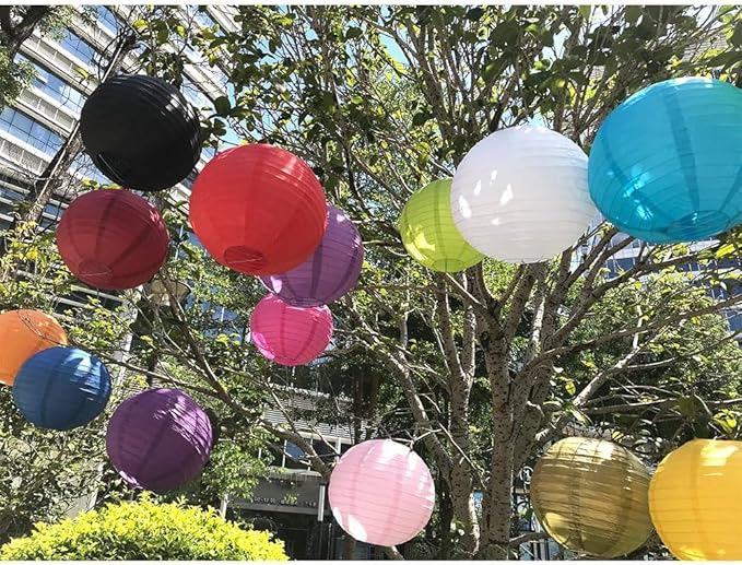 BEISHIDA 12-Inch Gold Paper Lanterns Decorative Chinese/Japanese Hanging Round Paper Lanterns Lamp for Birthday, New Years,Wedding,Christmas, Baby Bridal Shower, Home Decor, Party Decoration (6 Packs)