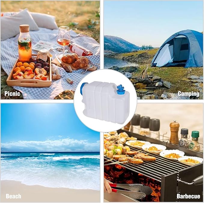 4 Gallon/15L Water Container with Spigot, Portable BPA Free Water Jug, Multifunction Water Tank for Camping Outdoor Hiking Picnic Supplies, 2 Pack