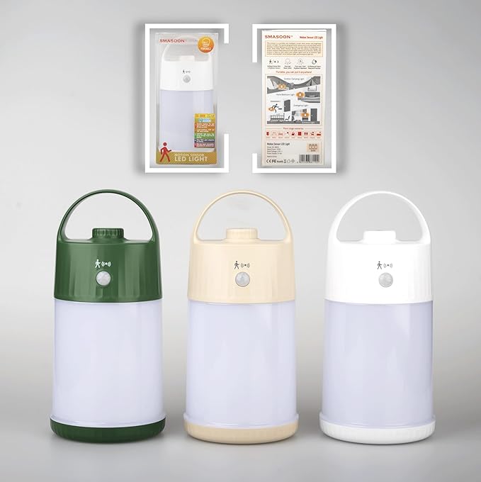 Motion Sensor LED Night Light - Cordless Battery Powered Table Lamp, Portable Lamps Lantern for Outdoor Camping Tents, 4 Brightness Level, Press Dimmable Safe Night Lights,1 Pack (Apricot)