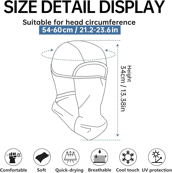 Balaclava Face Mask Sun UV Protection Breathable Full Head Mask for Men Women Skiing Cycling