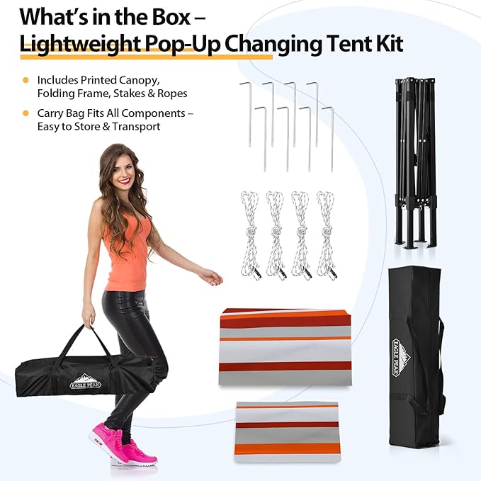 EAGLE PEAK Flex Ultra Compact 4x4 Pop-up Canopy, Sun Shelter, Changing Room, Portable Privacy Canopy Cabana for Pool, Fashion Photoshoots, or Camping, Red Stripe