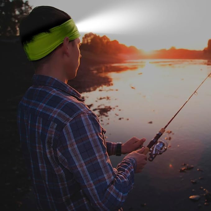 Etsfmoa Headband with LED Light,Sport Lighted Sweatband for Men and Women,Type C Rechargeable Outdoor Hairband