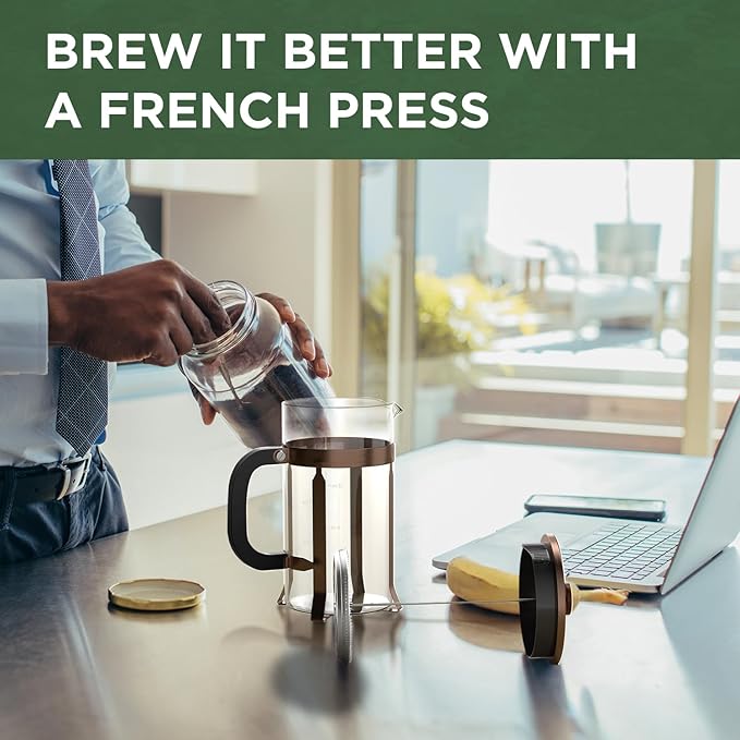 French Press Coffee Maker - 21 Ounce / 600ML, Stainless Steel & Heat-Resistant Borosilicate Glass - Ideal for Cold Brew, Espresso, 4-Filter System