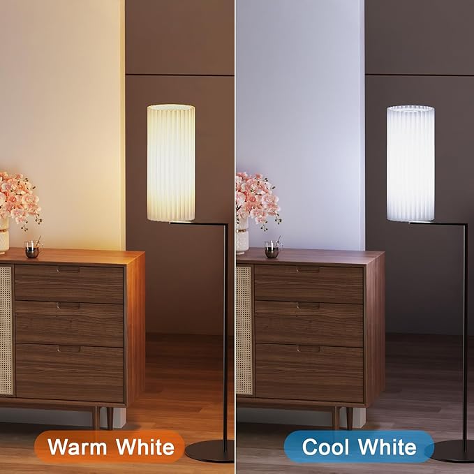 Drum Lamp Shades for Floor Lamps Tall Lamp Shade for Modern, 15.7"x5.9"x5.9" Replacement Lamp Shades, Large Pleated Linen Round Lamp Shade