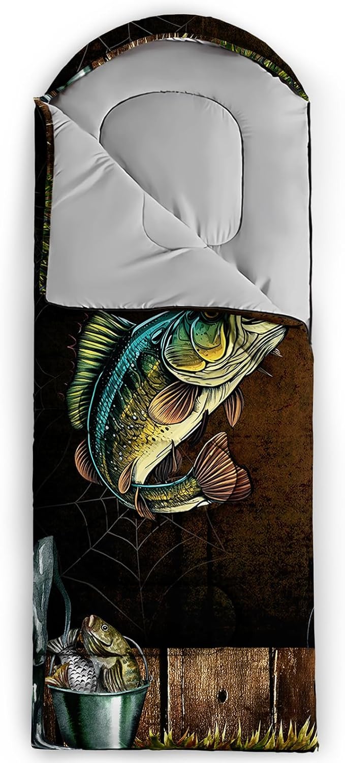 Sleeping Bags for Adults and Kids,3D Printing Camping Sleeping Bag for Girls Boys Lightweight Waterproof Cold/Warm 3-Season,Outdoor Travel with Compression Bags